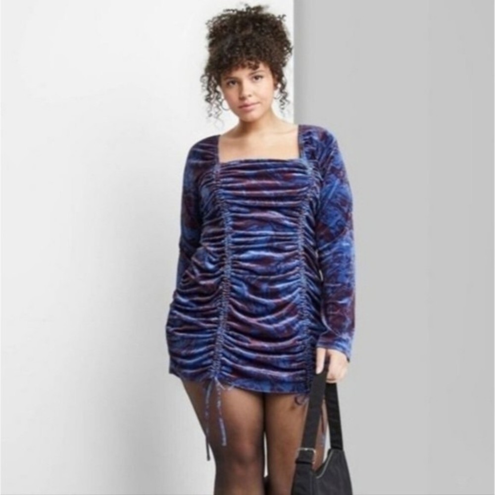 NWT XL Wild Fable Princess Polly Velvet Bodycon Blue & Purple Dress